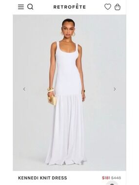 Women's RETROFÊTE Kennedi Knit Maxi Dress in White, Size M